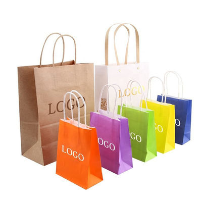 quality Bolsos para llevar de papel multicolores de la comida de Brown de los bolsos con la manija 140gsm factory